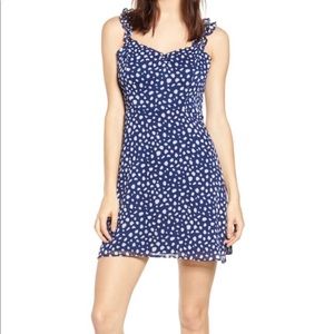All in Favor Blue & White Patterned Dress (Size S)
